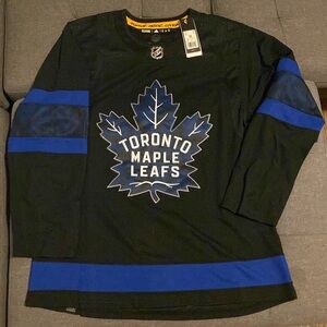 *New* Toronto Maple Leafs Adidas NHL Black Hockey Jersey Size 52 Men Large Blank